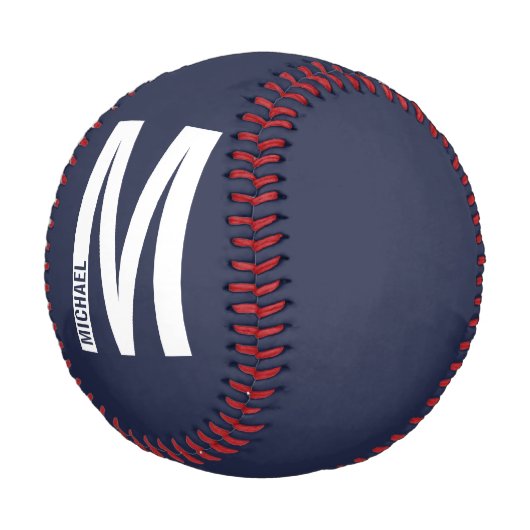 Modernes Personalisiertes Fettmonogramm und Name Baseball (Schrägansicht)
