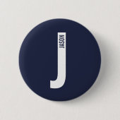 Modernes Personalisiertes Fettmonogramm und Name Button (Vorderseite)