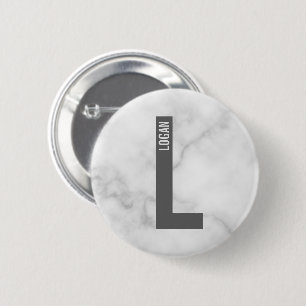 Modernes Personalisiertes Fettmonogramm und Name Button