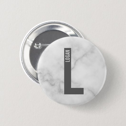 Modernes Personalisiertes Fettmonogramm und Name Button (Vorne & Hinten)