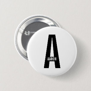 Modernes Personalisiertes Fettmonogramm und Name Button