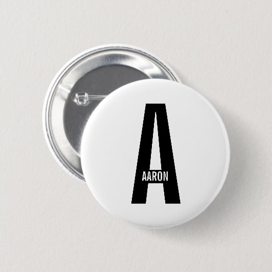 Modernes Personalisiertes Fettmonogramm und Name Button (Vorne & Hinten)