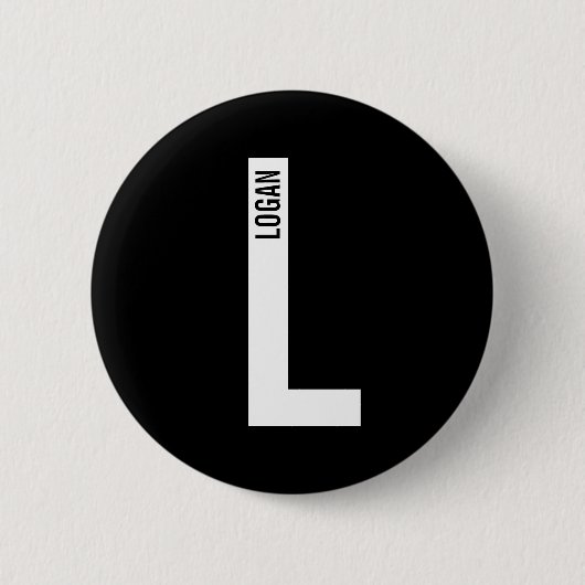 Modernes Personalisiertes Fettmonogramm und Name Button (Vorderseite)