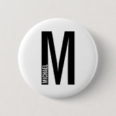 Modernes Personalisiertes Fettmonogramm und Name Button (Vorderseite)