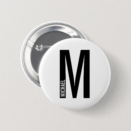 Modernes Personalisiertes Fettmonogramm und Name Button (Vorne & Hinten)