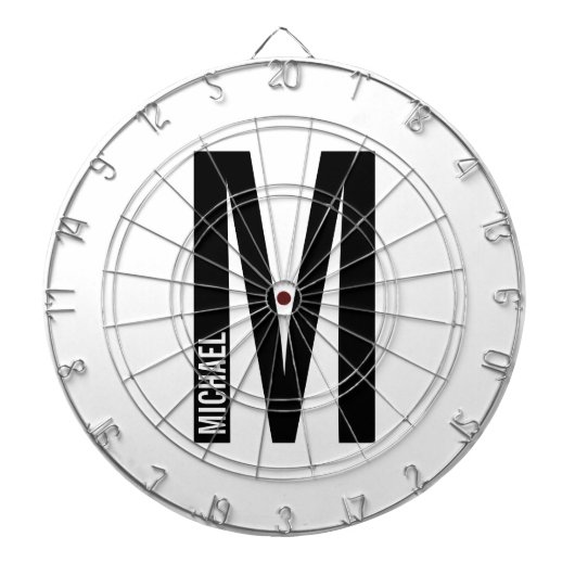 Modernes Personalisiertes Fettmonogramm und Name Dartscheibe (vorne)