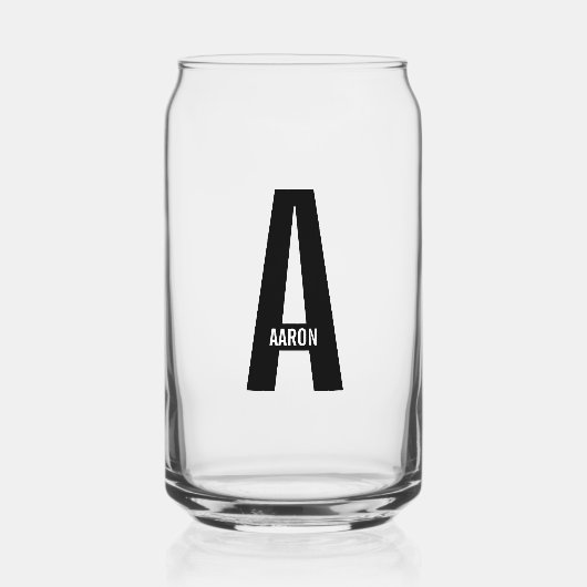 Modernes Personalisiertes Fettmonogramm und Name Dosenglas (Vorderseite)