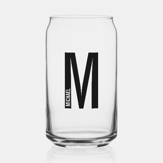 Modernes Personalisiertes Fettmonogramm und Name Dosenglas (Vorderseite)