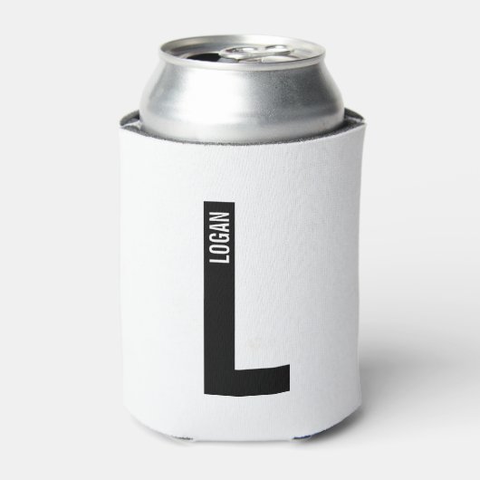 Modernes Personalisiertes Fettmonogramm und Name Dosenkühler (Kanne Vorderseite)