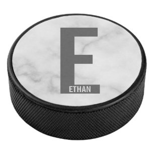 Modernes Personalisiertes Fettmonogramm und Name Eishockey Puck