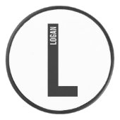 Modernes Personalisiertes Fettmonogramm und Name Eishockey Puck (Vorderseite)