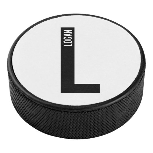 Modernes Personalisiertes Fettmonogramm und Name Eishockey Puck (3/4)