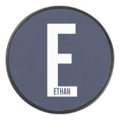 Modernes Personalisiertes Fettmonogramm und Name Eishockey Puck (Vorderseite)