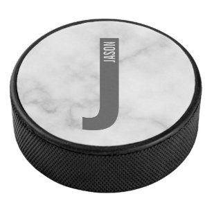 Modernes Personalisiertes Fettmonogramm und Name Eishockey Puck
