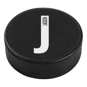 Modernes Personalisiertes Fettmonogramm und Name Eishockey Puck