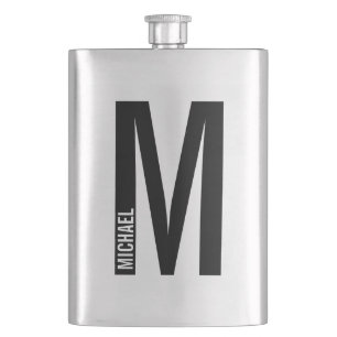 Modernes Personalisiertes Fettmonogramm und Name Flachmann