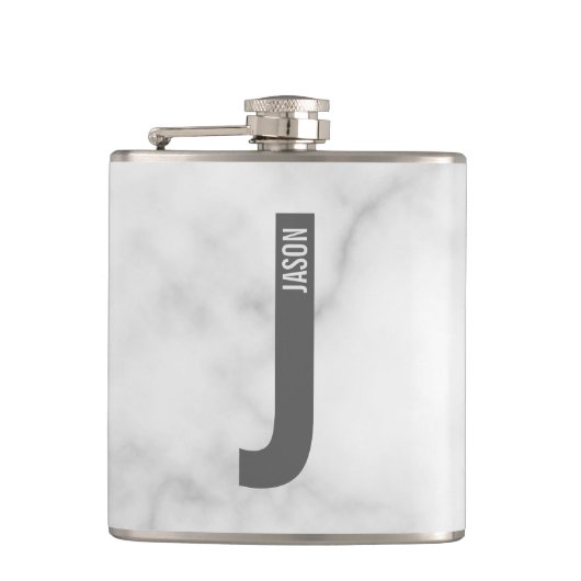 Modernes Personalisiertes Fettmonogramm und Name Flachmann (Vorderseite)