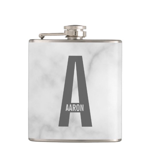 Modernes Personalisiertes Fettmonogramm und Name Flachmann (Vorderseite)