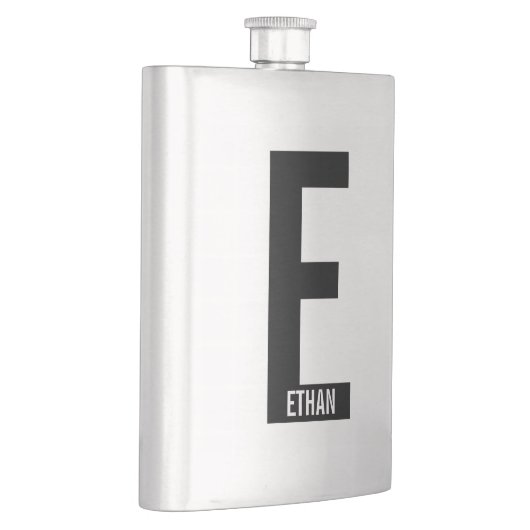 Modernes Personalisiertes Fettmonogramm und Name Flachmann (Rechts)