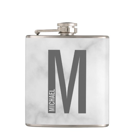 Modernes Personalisiertes Fettmonogramm und Name Flachmann (Vorderseite)