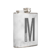 Modernes Personalisiertes Fettmonogramm und Name Flachmann (Rechts)