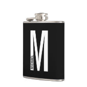 Modernes Personalisiertes Fettmonogramm und Name Flachmann (Links)