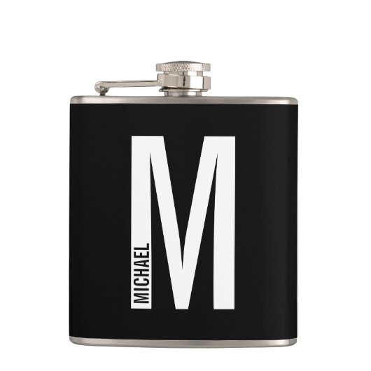 Modernes Personalisiertes Fettmonogramm und Name Flachmann (Vorderseite)