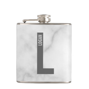 Modernes Personalisiertes Fettmonogramm und Name Flachmann