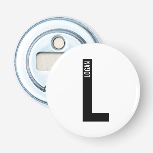 Modernes Personalisiertes Fettmonogramm und Name Flaschenöffner (Vorderseite)