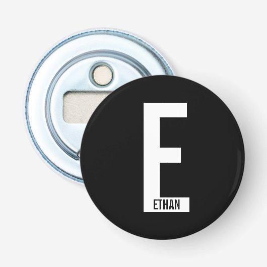 Modernes Personalisiertes Fettmonogramm und Name Flaschenöffner (Vorderseite)