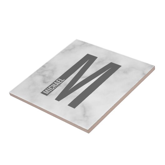 Modernes Personalisiertes Fettmonogramm und Name Fliese (Seite)