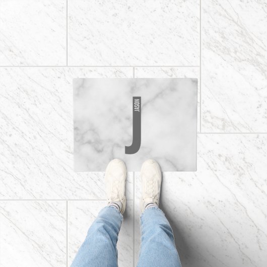 Modernes Personalisiertes Fettmonogramm und Name Fußmatte (Indoor)