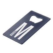 Modernes Personalisiertes Fettmonogramm und Name Geldbeutel Flaschenöffner (Vorderseite Schrägansicht)