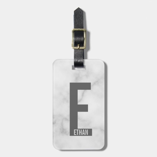 Modernes Personalisiertes Fettmonogramm und Name Gepäckanhänger (Vorderseite vertikal)