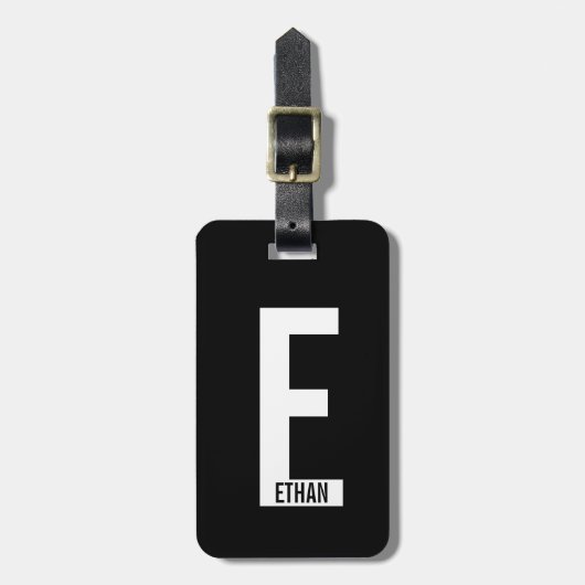 Modernes Personalisiertes Fettmonogramm und Name Gepäckanhänger (Vorderseite vertikal)
