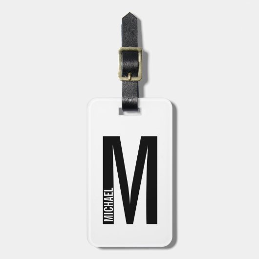 Modernes Personalisiertes Fettmonogramm und Name Gepäckanhänger (Vorderseite vertikal)