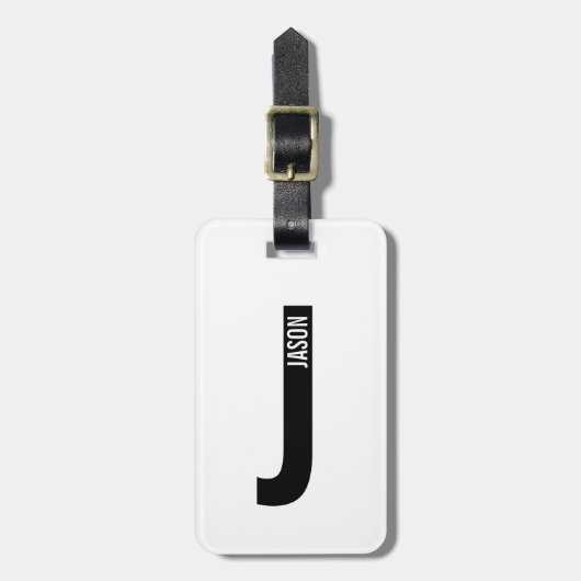 Modernes Personalisiertes Fettmonogramm und Name Gepäckanhänger (Vorderseite vertikal)