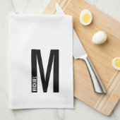 Modernes Personalisiertes Fettmonogramm und Name Geschirrtuch (Viertel Falte)
