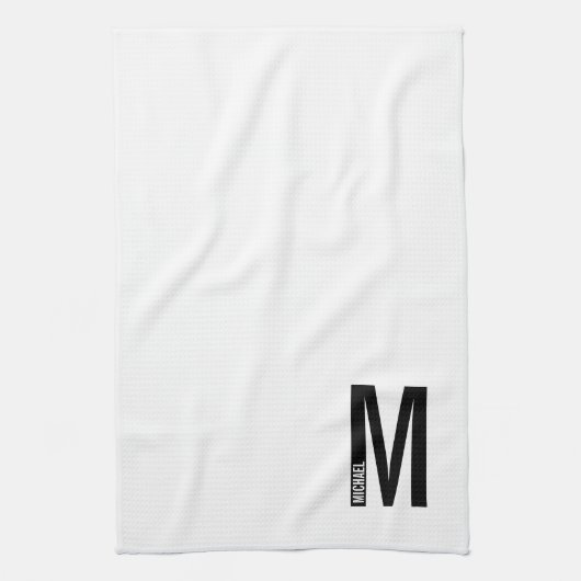 Modernes Personalisiertes Fettmonogramm und Name Geschirrtuch (Vertikal)