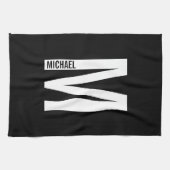 Modernes Personalisiertes Fettmonogramm und Name Geschirrtuch (Horizontal)
