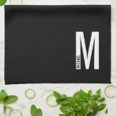 Modernes Personalisiertes Fettmonogramm und Name Geschirrtuch (Gefaltet)