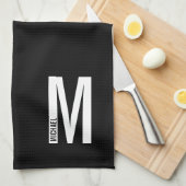 Modernes Personalisiertes Fettmonogramm und Name Geschirrtuch (Viertel Falte)