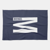 Modernes Personalisiertes Fettmonogramm und Name Geschirrtuch (Horizontal)