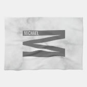 Modernes Personalisiertes Fettmonogramm und Name Geschirrtuch (Horizontal)