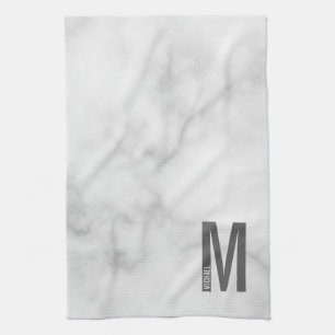 Modernes Personalisiertes Fettmonogramm und Name Geschirrtuch