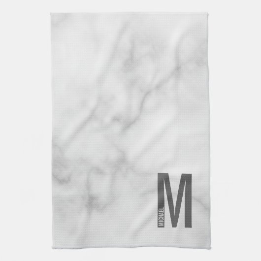 Modernes Personalisiertes Fettmonogramm und Name Geschirrtuch (Vertikal)
