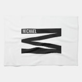 Modernes Personalisiertes Fettmonogramm und Name Geschirrtuch (Horizontal)
