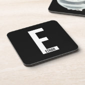 Modernes Personalisiertes Fettmonogramm und Name Getränkeuntersetzer (Linke Seite)