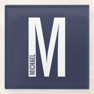 Modernes Personalisiertes Fettmonogramm und Name Glasuntersetzer