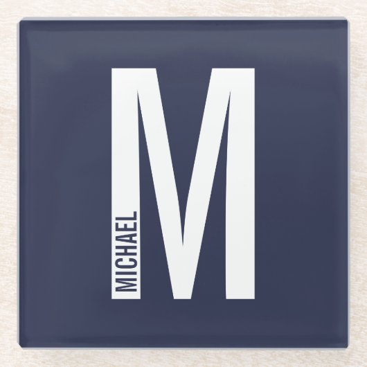Modernes Personalisiertes Fettmonogramm und Name Glasuntersetzer (Vorderseite)